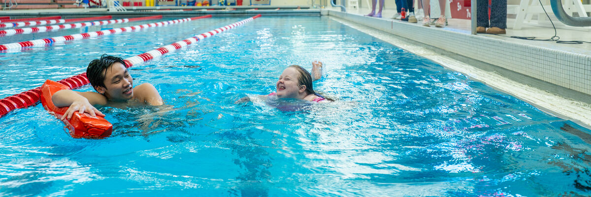 Special Olympic participant and SVSU Swim Team Member